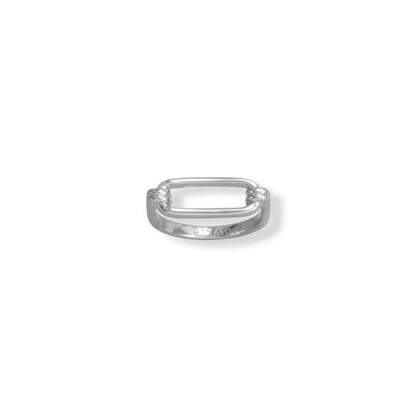 Sterling Silver Rhodium Plated Paperclip Ring