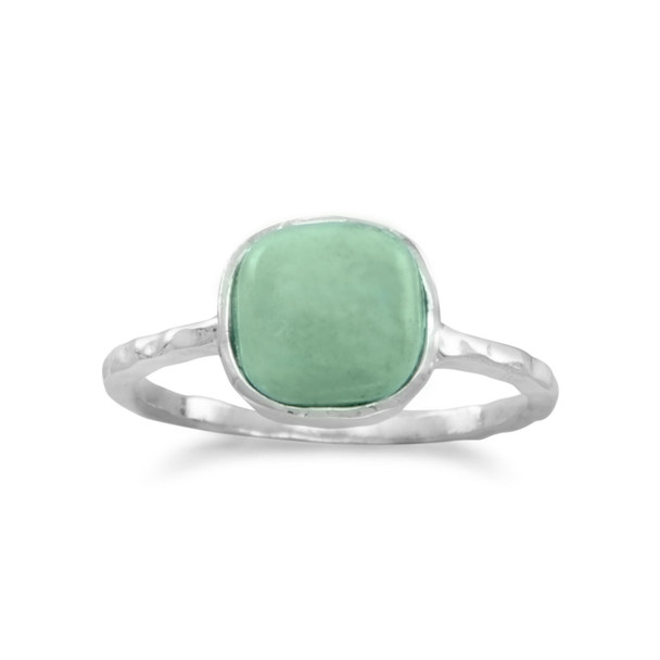 Sterling Silver Stabilized Square Simulated Turquoise Ring