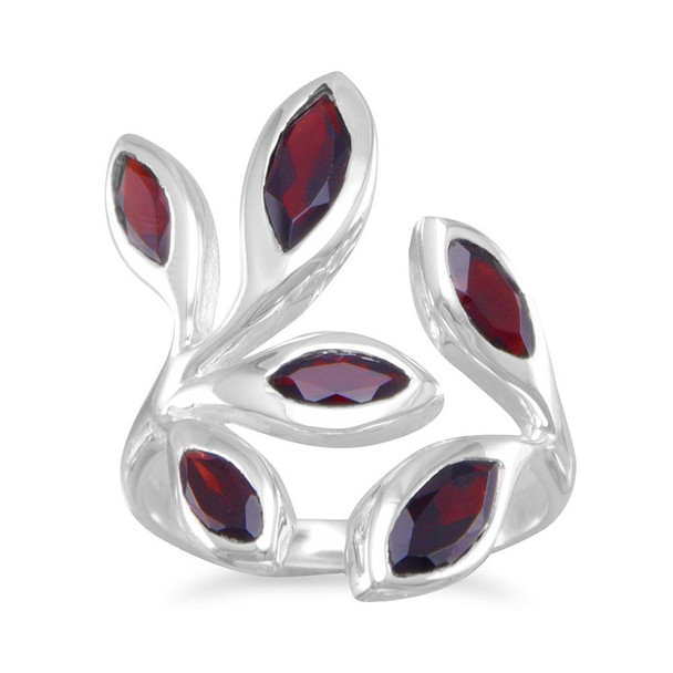 Sterling Silver Wrap Around Garnet Ring