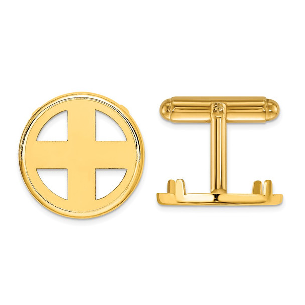 14k Yellow Gold Polished Classic 17.8mm Coin Bezel Cuff Links