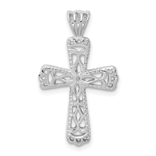 Sterling Silver Filigree Textured Cross Pendant