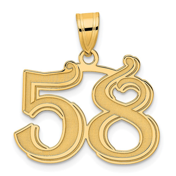 14k Yellow Gold Polished Etched Number 58 Pendant