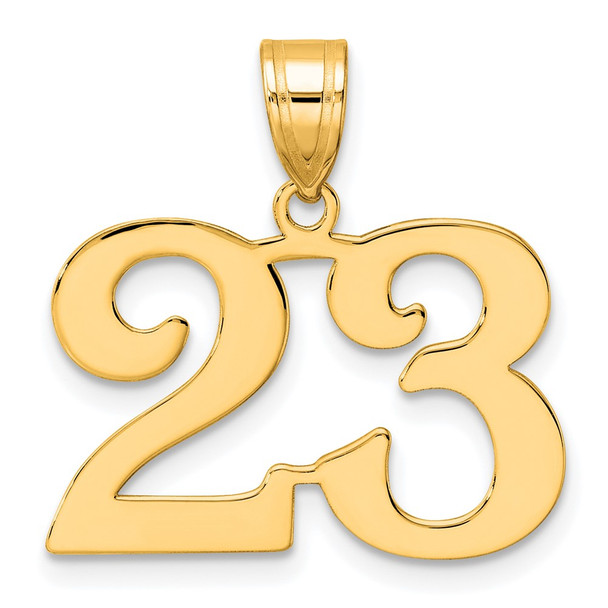 14k Yellow Gold Polished Number 23 Pendant