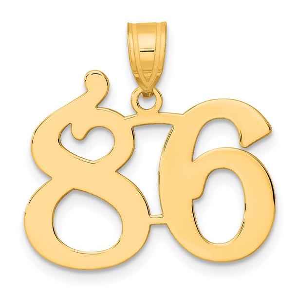 14k Yellow Gold Polished Number 86 Pendant