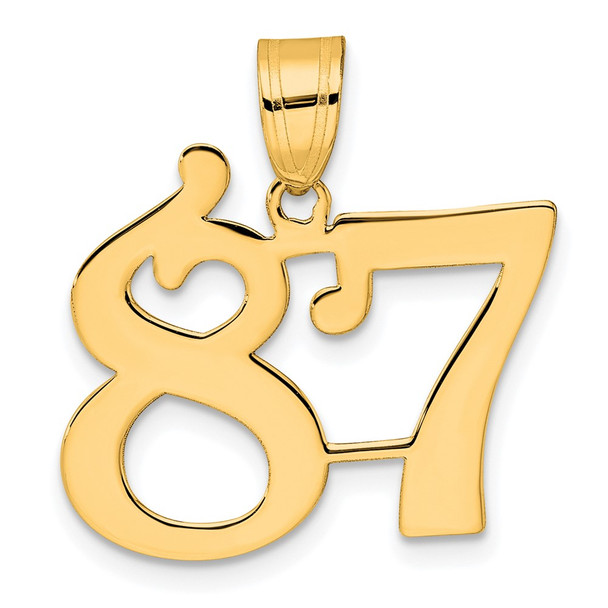 14k Yellow Gold Polished Number 87 Pendant