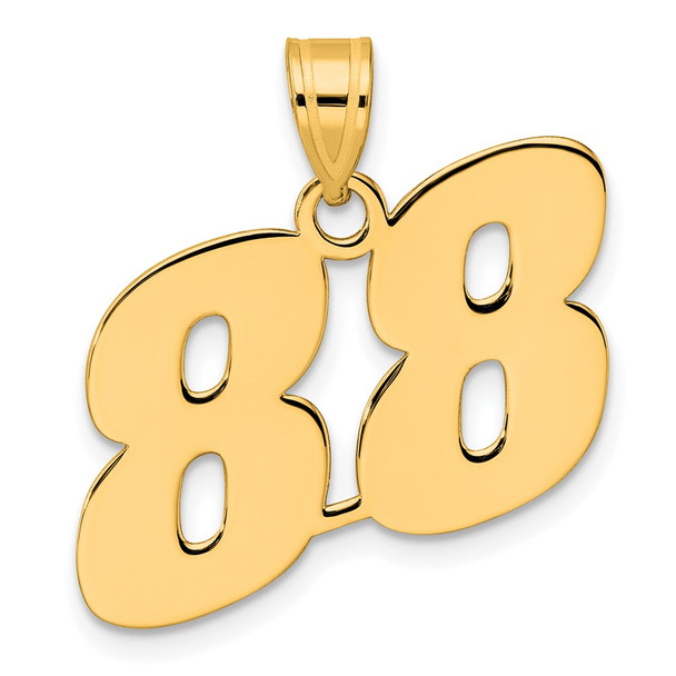 14k Yellow Gold Polished Block Number 88 Pendant