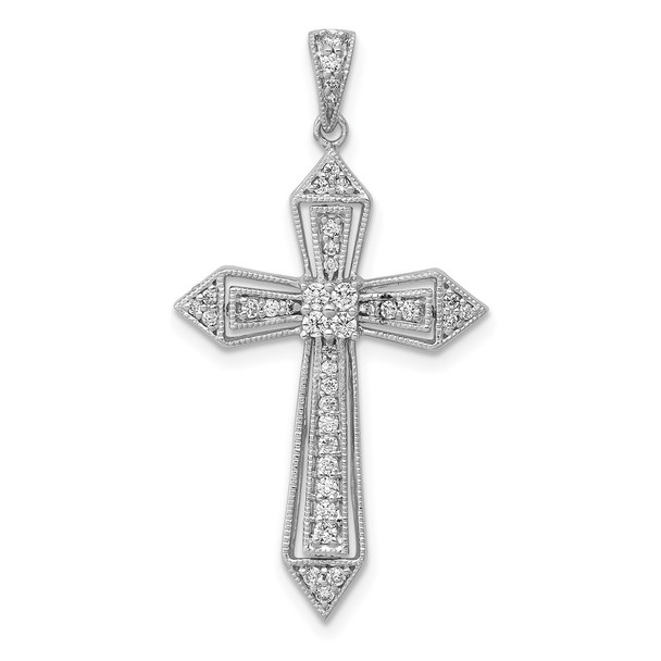 14k White Gold 1/3ctw Diamond Passion Cross Pendant