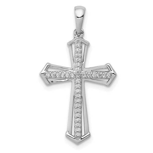 14k White Gold 1/8ctw Diamond Passion Cross Pendant