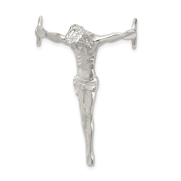 Sterling Silver Polished Jesus Cross Chain Slide Pendant