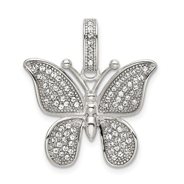 Sterling Silver Polished Preciosa Crystal Butterfly Pendant