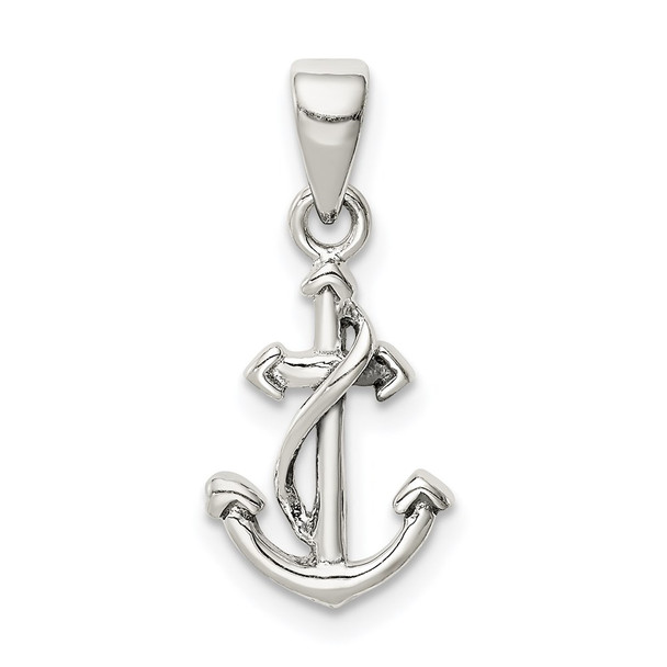 Sterling Silver Polished Anchor Pendant QC9431