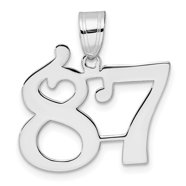 14k White Gold Polished Number 87 Pendant