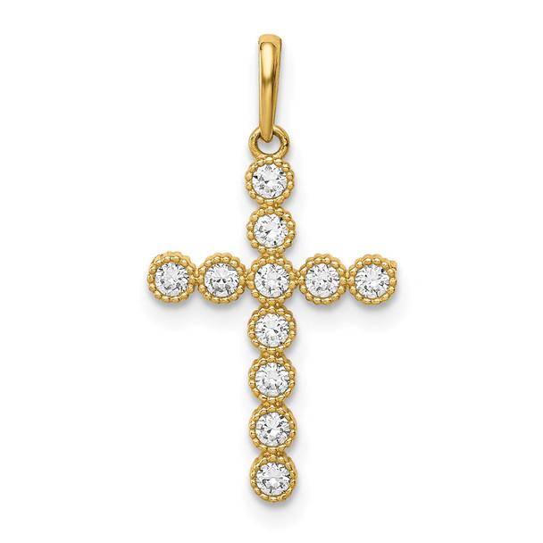 14k Yellow Gold CZ Cross Pendant