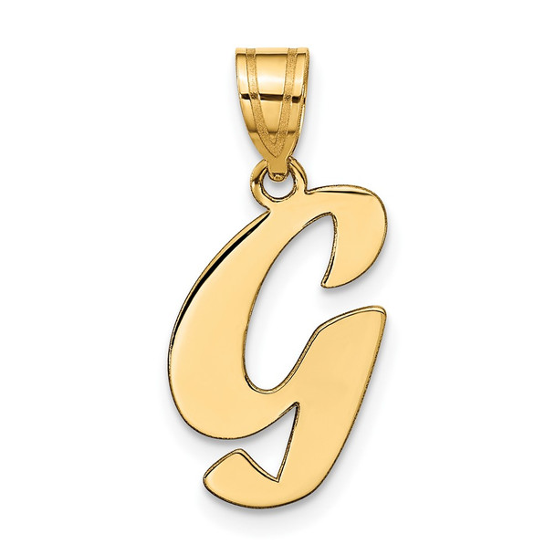 14k Yellow Gold Polished Script Letter G Initial Pendant