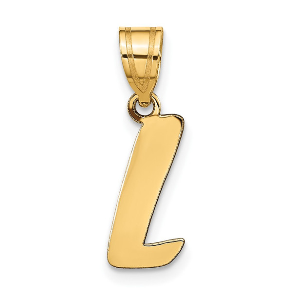 14k Yellow Gold Polished Script Letter L Initial Pendant