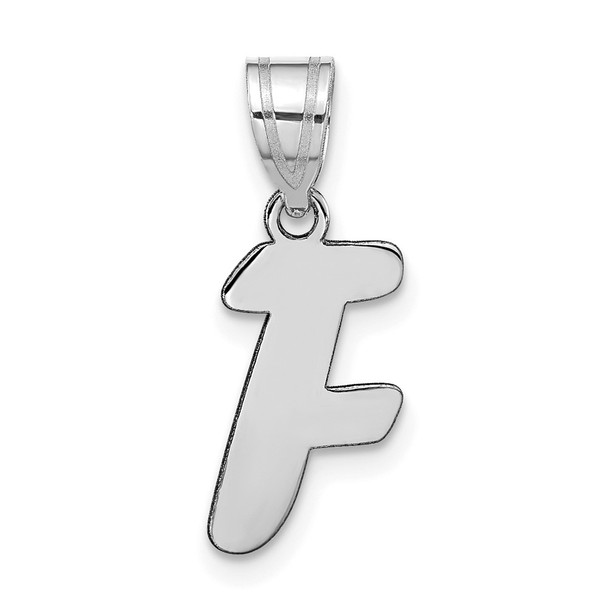 14k White Gold Polished Script Letter F Initial Pendant