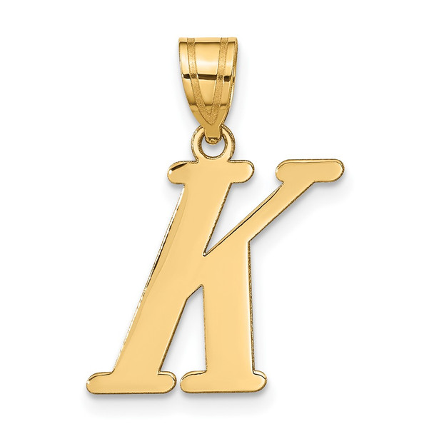 14k Yellow Gold Polished Letter K Initial Pendant