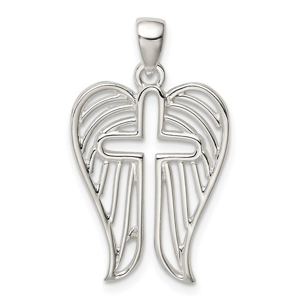 Sterling Silver Textured Wing Cross Pendant