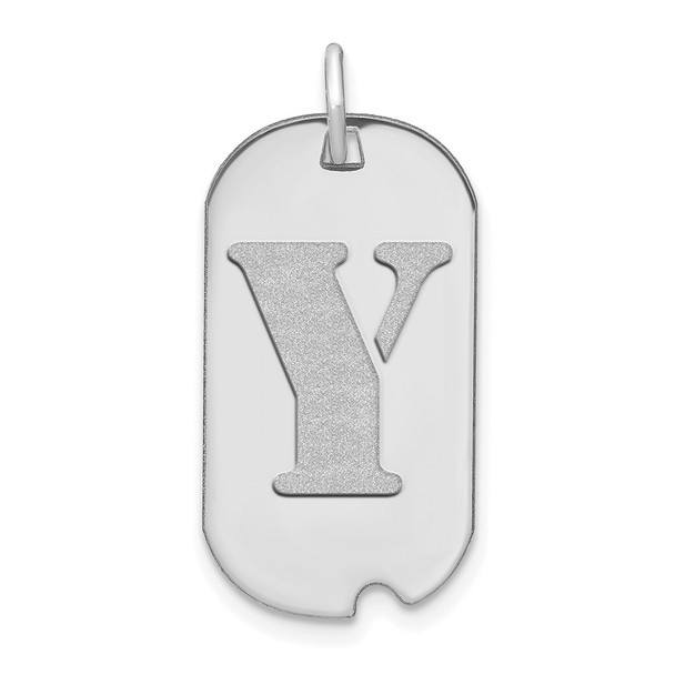 14k White Gold Polished Letter Y Initial Dog Tag Pendant
