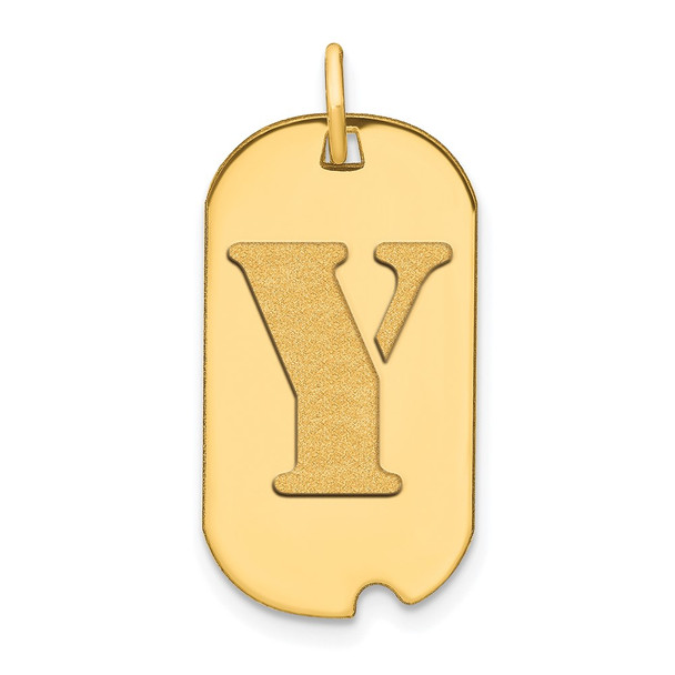 14k Yellow Gold Polished Letter Y Initial Dog Tag Pendant