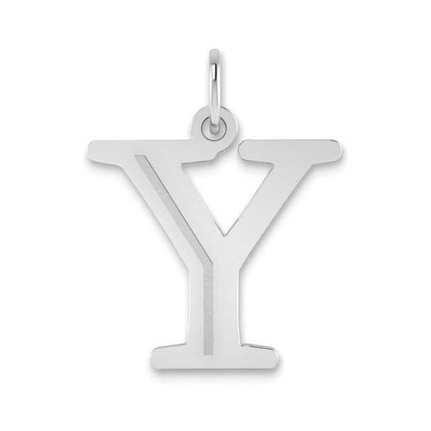 14k White Gold Polished Etched Letter Y Initial Pendant