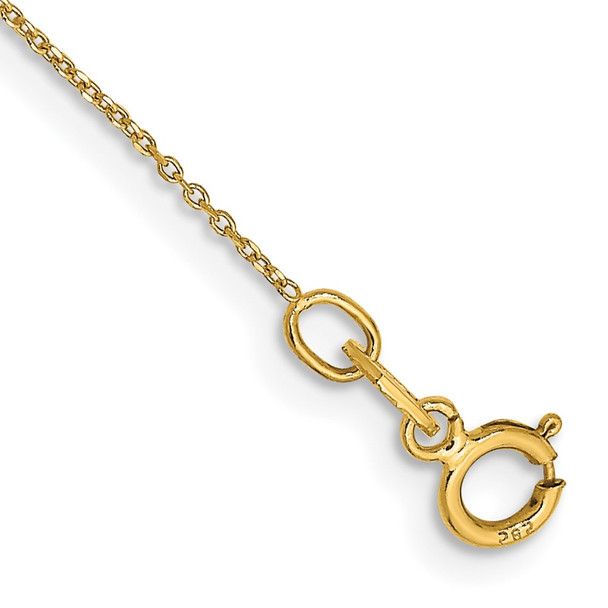 10" 14K Yellow Gold .6mm Diamond-cut Round Open Link Cable with Spring Ring Clasp Anklet