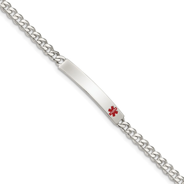 7.5" Sterling Silver Polished Medical Curb Link ID Bracelet