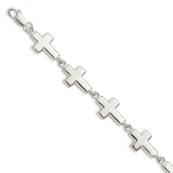 7" Sterling Silver Crosses Bracelet