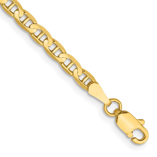 9" 10k Yellow Gold 3mm Concave Anchor Chain
