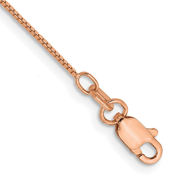 10" 14K Rose Gold .7mm Box Link with Lobster Clasp Chain Anklet