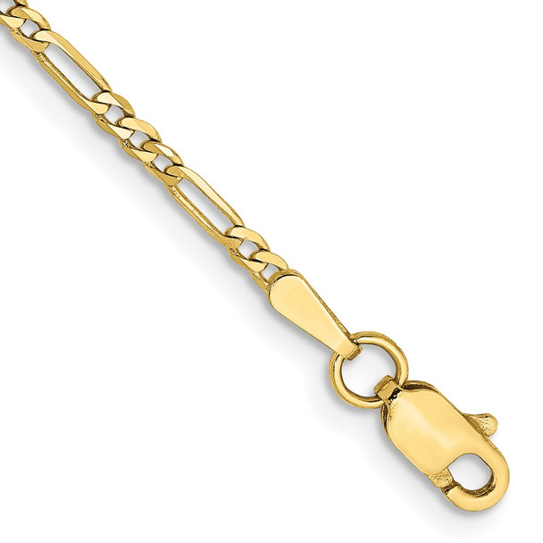 10" 10k Yellow Gold 1.75mm Flat Figaro Chain Anklet