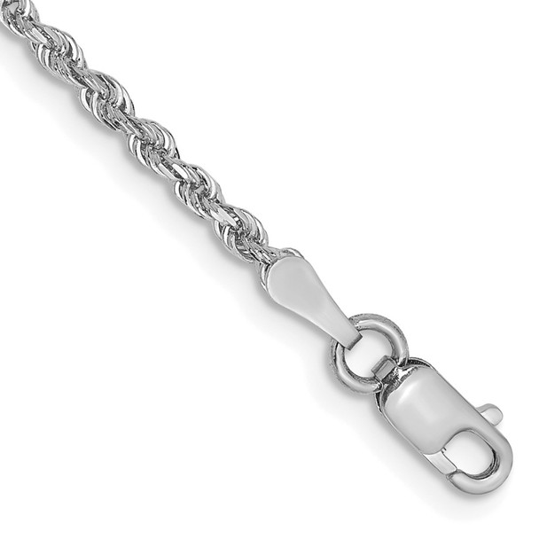 9" 10k White Gold 2mm Diamond-cut Quadruple Rope Chain Anklet