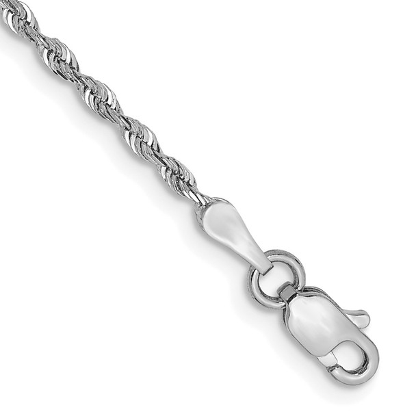 10" 10k White Gold 1.85mm Diamond-cut Quadruple Rope Chain Anklet