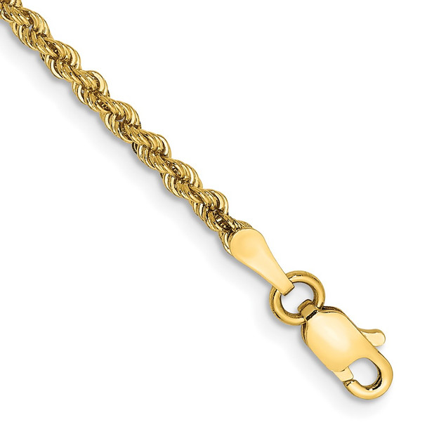 9" 10k Yellow Gold 2.25mm Regular Rope Chain Anklet