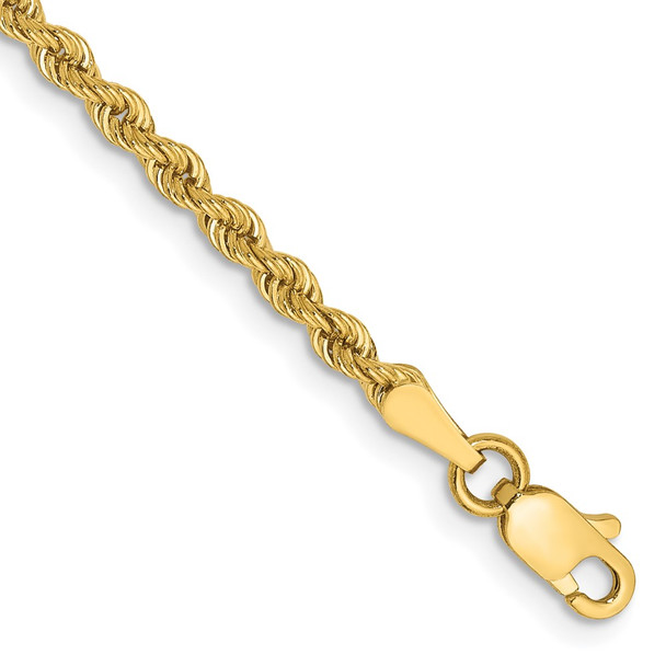 10" 10k Yellow Gold 2.5mm Regular Rope Chain Anklet