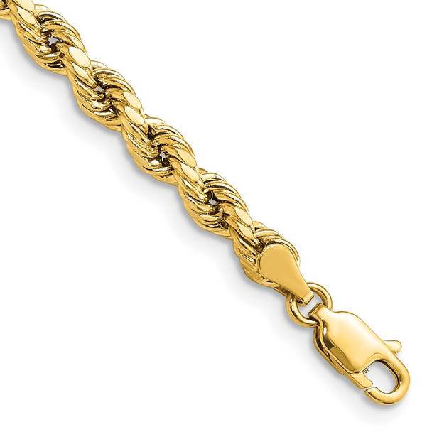 9" 10k Yellow Gold 4mm Hollow Diamond-cut Rope Chain