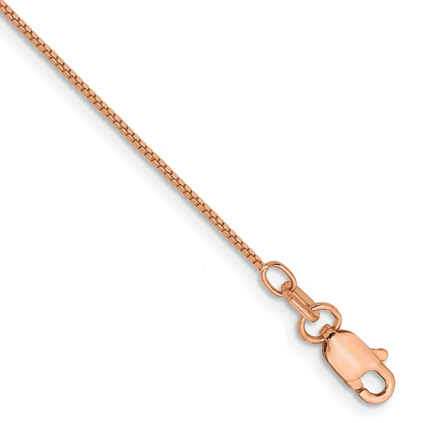 10" 10k Rose Gold .70mm Box Chain Anklet