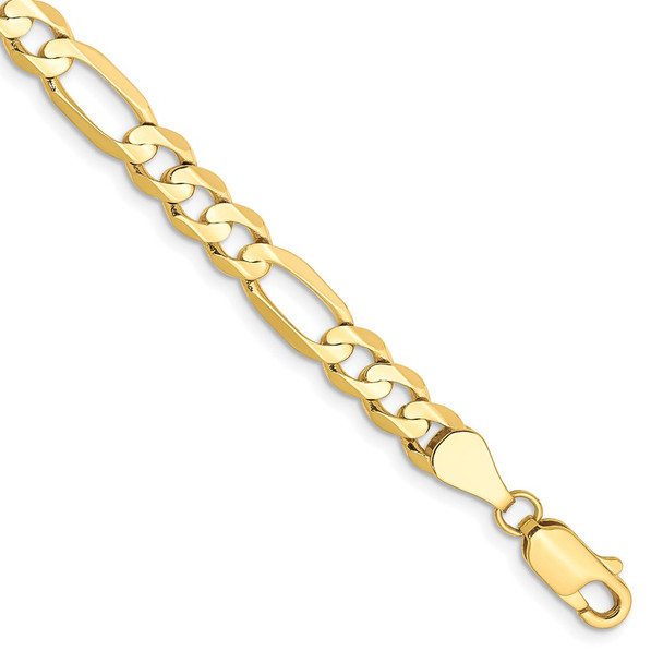 7" 10k Yellow Gold 5.5mm Concave Open Figaro Chain