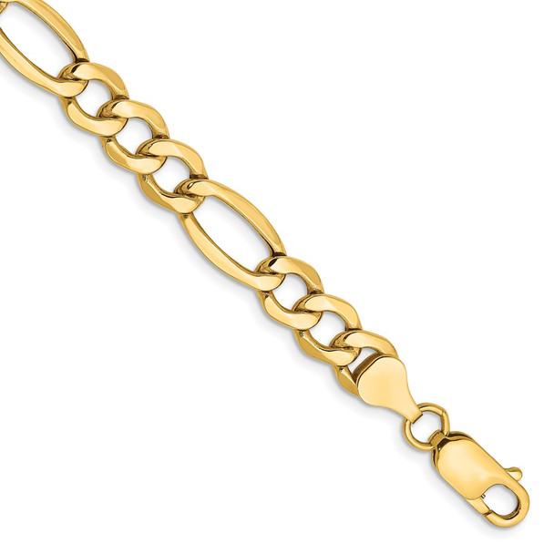 7" 10k Yellow Gold 7.3mm Hollow Figaro Chain