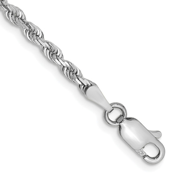 8" 10k White Gold 2.75mm Diamond-cut Quadruple Rope Chain