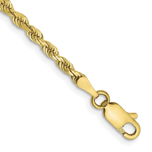 9" 10k Yellow Gold 2.75mm Diamond-cut Quadruple Rope Chain
