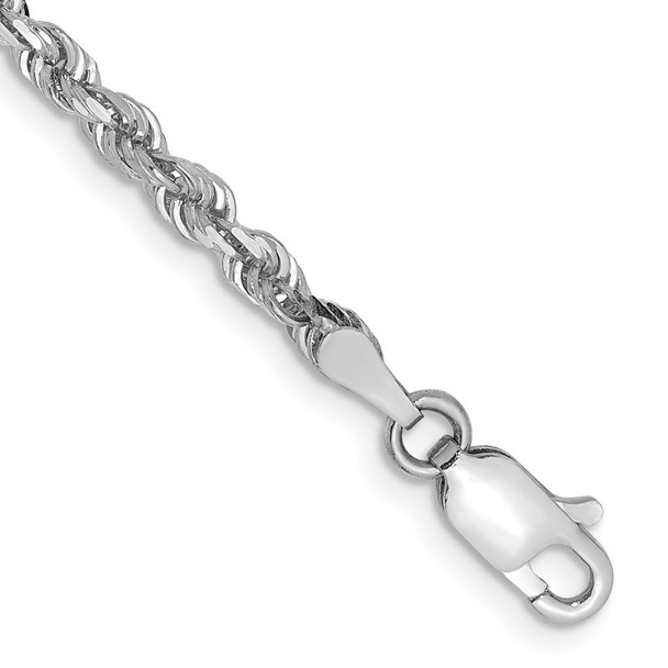 8" 10k White Gold 3mm Diamond-cut Quadruple Rope Chain