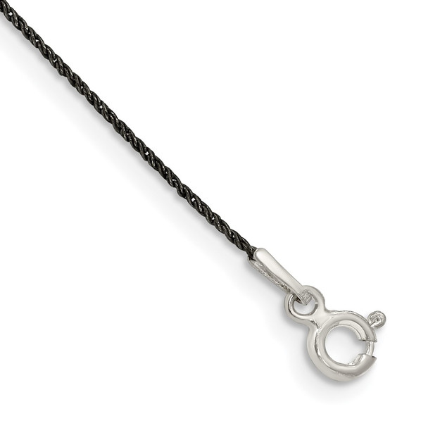 7" Sterling Silver Ruthenium-plated .75mm Twisted Tight Wheat Chain