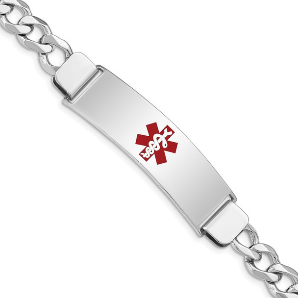7" Sterling Silver Rhodium-plated Medical ID Curb Link Bracelet with Free Engraving