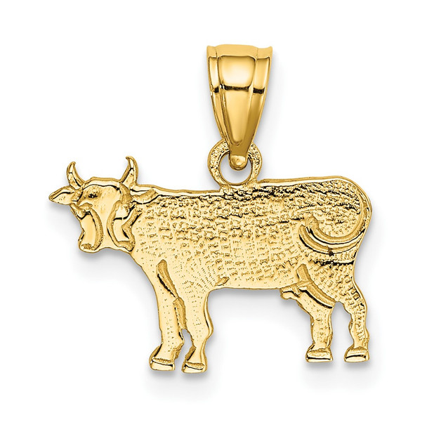 10K Yellow Gold Flat and Engraved Cow Charm
