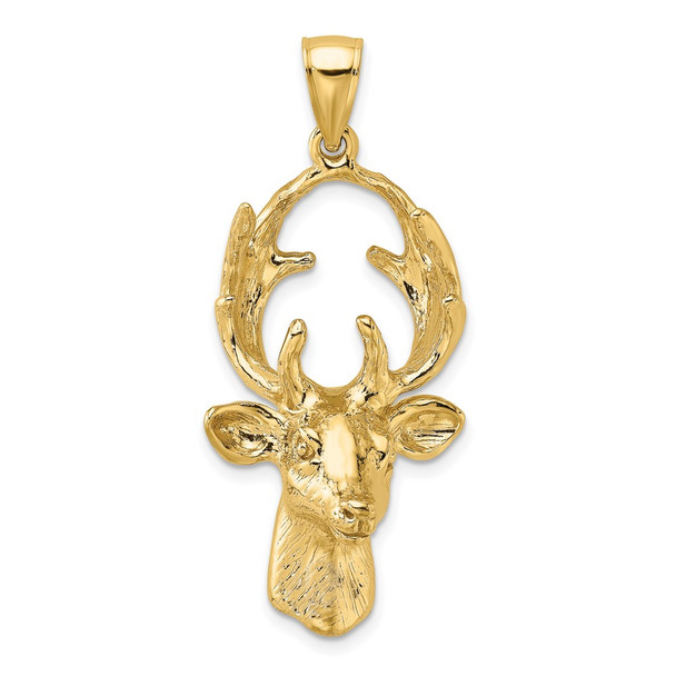 10K Yellow Gold 3-D Deer Head Charm