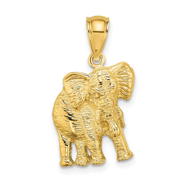 10K Yellow Gold 2-D Elephant w/ Raised Trunk Charm
