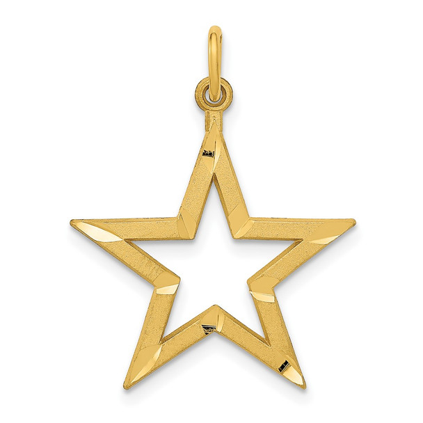 10K Yellow Gold Diamond-cut Star Charm