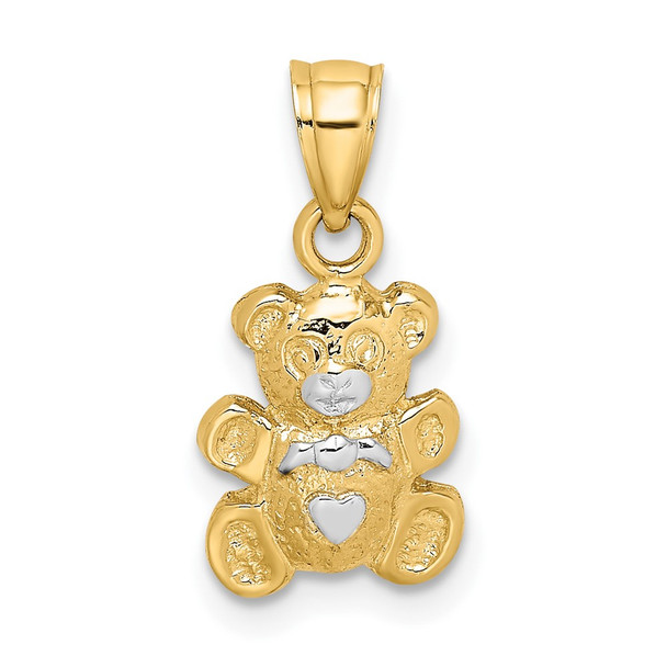 10K Yellow Gold w/Rhodium-plating Teddy Bear Charm