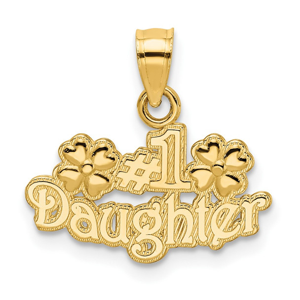 10K Yellow Gold #1 DAUGHTER with Flowers Charm